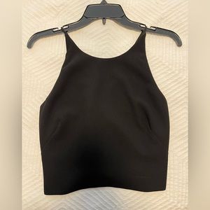 EUC Eliza J Cross Back Crepe Crop Top